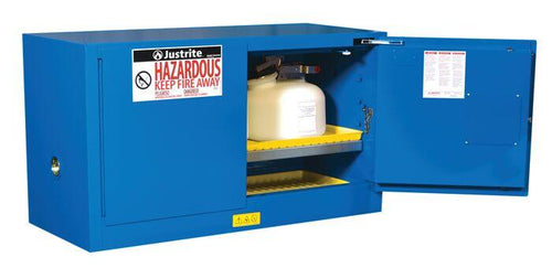 Justrite™ Sure-Grip® EX Piggyback Hazardous Mat. Safety Cab., 17 Gal, 1 shelf, 2 s/c drs Royal Blue