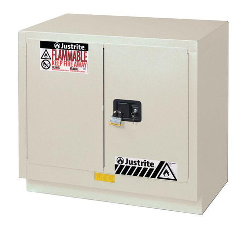 Justrite 23 Gallon, 1 Shelf, 2 Doors, Manual Close, Corrosives/Acids Safety Cabinet, ChemCor® Under Fume Hood, Light Neutral - 8837072