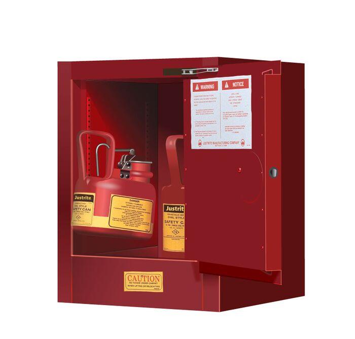 Sure-Grip® EX 4-gal.capacity Countertop Flammable Safety Cabinet w/ 1 Shelf & 1 Self-Close Door - Red