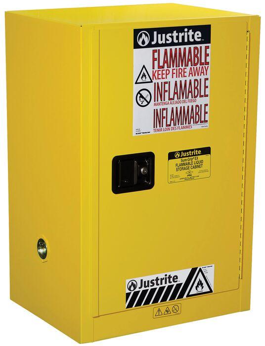 Sure-Grip® EX 12-gal.capacity Compac Flammable Safety Cabinet w/ 1 Shelf & 1 Manual Close Door - Yellow