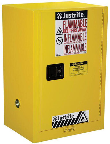 Sure-Grip® EX 12-gal.capacity Compac Flammable Safety Cabinet w/ 1 Shelf & 1 Manual Close Door - Yellow