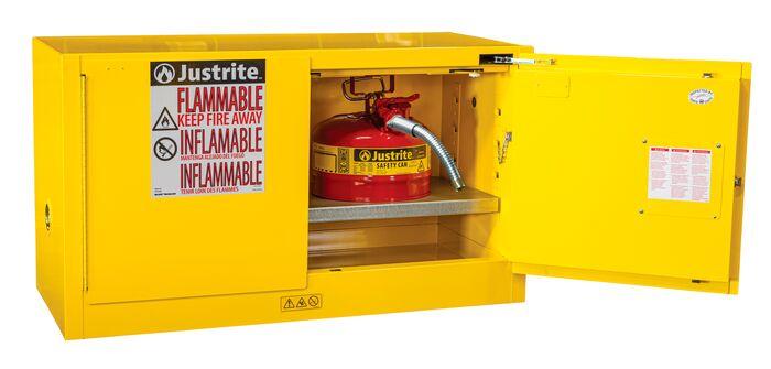 Sure-Grip® EX 17-gal.capacity Piggyback Flammable Safety Cabinet w/ 1 Shelf & 2 Self-Close Doors - Yellow