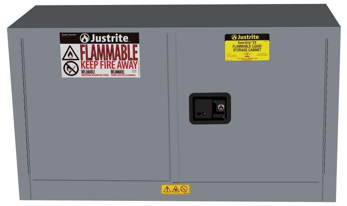 Sure-Grip® EX 17-gal.capacity Piggyback Flammable Safety Cabinet w/ 1 Shelf & 2 Self-Close Doors - Gray