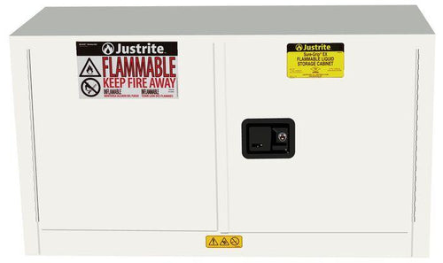 Sure-Grip® EX 17-gal.capacity Piggyback Flammable Safety Cabinet w/ 1 Shelf & 2 Self-Close Doors - White