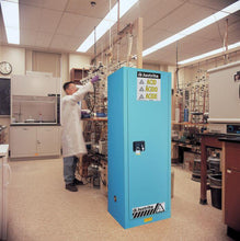 Load image into Gallery viewer, Justrite™ Sure-Grip® EX Slimline Corrosive/Acid Steel Safety Cab, 22 Gal, 3 Shelves, 1 s/c door, Blue