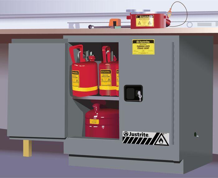 Sure-Grip® EX 22-gal.capacity Undercounter Flammable Safety Cabinet w/ 1 Shelf & 2 Manual Close Doors - Gray