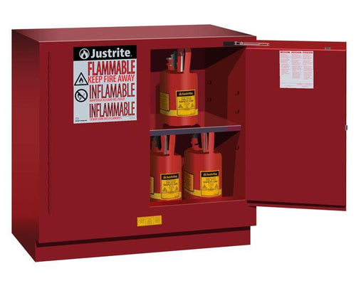 Sure-Grip® EX 22-gal.capacity Undercounter Flammable Safety Cabinet w/ 1 Shelf & 2 Self-Close Doors - Red