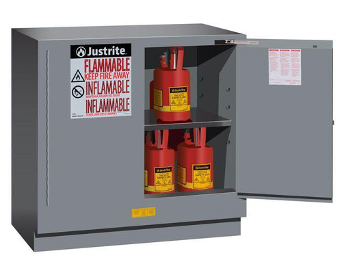 Sure-Grip® EX 22-gal.capacity Under Counter Flammable Cabinet w/ 1 Shelf & 2 Self-Close Doors - Gray