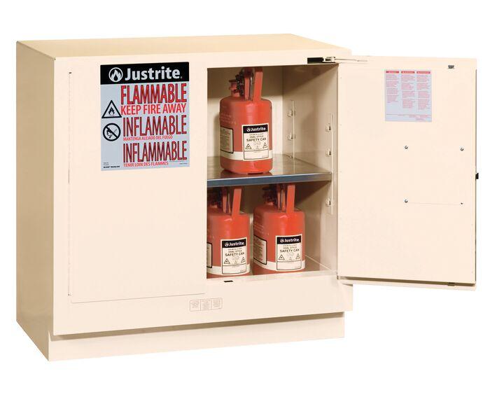 Sure-Grip® EX 22-gal.capacity Under Counter Flammable Cabinet w/ 1 Shelf & 2 Sel-Close Doors - White