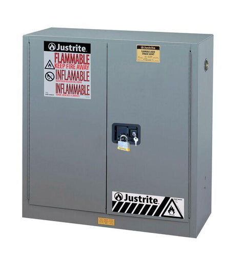 Sure-Grip® EX 30-gal.capacity Flammable Cabinet w/ 1 Shelf & 2 Doors-Manual Close - Gray