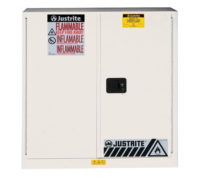 Sure-Grip® EX 30-gal. capacity Flammable Cabinet w/ 1 Shelf & 2 Doors-Self Close - White