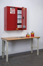 Load image into Gallery viewer, Sure-Grip® EX 20-gal. capacity Wall Mount Aerosol Can &amp; Flammable storage Cabinet w/ 2 Doors-Manual Close &amp; 3 Shelves - Red