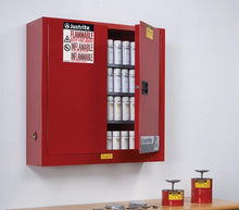 Load image into Gallery viewer, Sure-Grip® EX 20-gal. capacity Wall Mount Aerosol Can &amp; Flammable storage Cabinet w/ 2 Doors-Manual Close &amp; 3 Shelves - Red