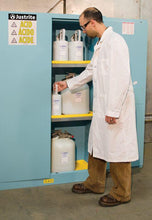 Load image into Gallery viewer, Justrite™ Sure-Grip® EX Corrosives/Acid Steel Safety Cab., 45 Gal., 2 shelves, 2 m/c doors, Blue