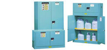Load image into Gallery viewer, Justrite™ Sure-Grip® EX Corrosives/Acid Steel Safety Cab., 45 Gal., 2 shelves, 2 m/c doors, Blue
