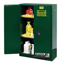 Load image into Gallery viewer, Justrite™ Sure-Grip® EX Pesticides Safety Cabinet, 45 gallons, 2 shelves, 2 manual-close doors, Green