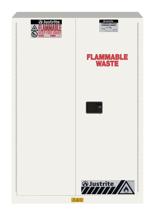 Sure-Grip® EX 45-gal. capacity Flammable Waste Cabinet w/ 2 Door-Manual Close & 2 Shelves - White