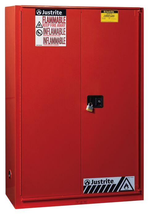 Sure-Grip® EX 60-gal. capacity Flammable storage Cabinet w/ 1 Bi-Fold Self-Close Door & 5 Shelves - Red
