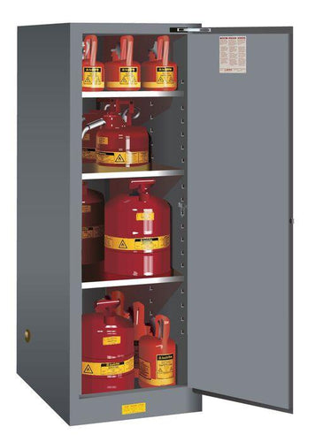 Sure-Grip® EX 54-gal.capacity Deep Slimline Flammable Safety Cabinet w/ 3 Shelves & 1 Self-Close Door - Gray