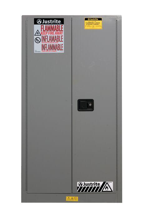 Sure-Grip® EX 60-gal.capacity Flammable Cabinet w/ 2 Shelves & 2 Self-Close Doors - Gray
