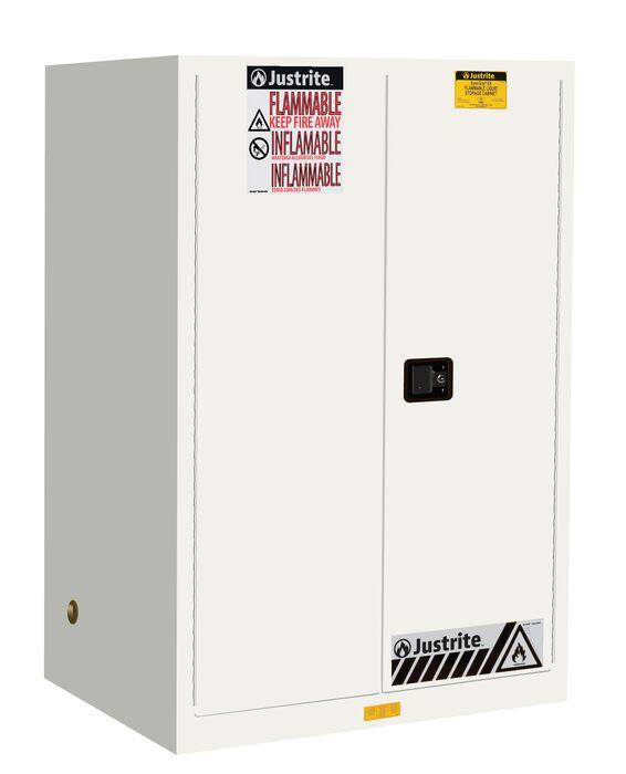 Sure-Grip® EX 90-gal.capacity Flammable Cabinet w/ 2 Shelves & 2 Doors-Self Close - White