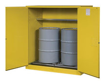 Load image into Gallery viewer, Justrite™ Justrite Sure-Grip® EX Vertical Drum Safety Cabinet and Drum Rollers, 110 Gal., 2 m/c doors, Yellow