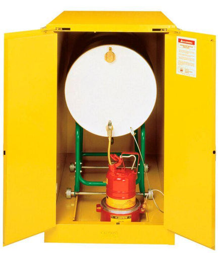 Justrite™ Sure-Grip® EX Horizontal Drum Safety Cabinet with Cradle Track, 2 s/c doors, Yellow