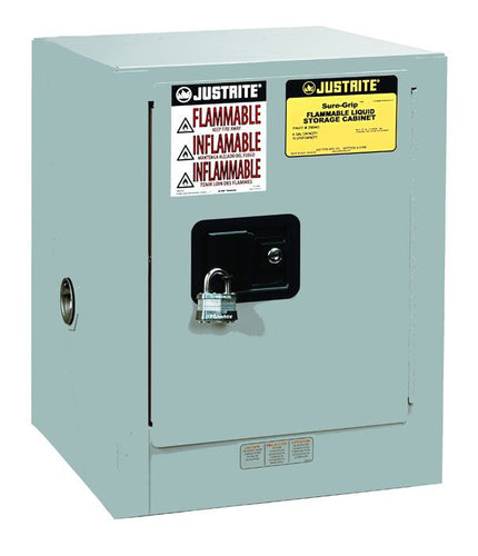 Sure-Grip® EX 4-gal.capacity Countertop Flammable Cabinet w/ 1 Shelf & 1 Manual Close Door - Gray