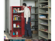 Load image into Gallery viewer, Sure-Grip® EX Slimline 22-gal.capacity Flammable Cabinet w/ 3 Shelves &amp; 1 Door-Manual Close - Red