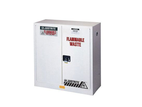 Sure-Grip® EX 30-gal.caapacity Flammable Waste Cabinet w/ 1 Shelf & 2 Doors-Self-Close - White