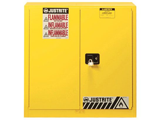 Sure-Grip® EX 30-gal.capacity Flammable Cabinet w/ 1 Shelf & 2 Doors-Manual Close - Yellow
