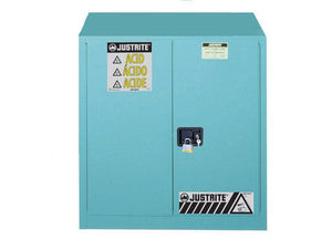 Justrite 30 Gallon, 1 Shelf, 2 Doors, Manual Close, Corrosives/Acid Steel Safety Cabinet, Sure-Grip® EX, Blue - 893302