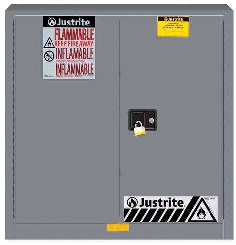 Sure-Grip® EX 30-gal.capacity Flammable Cabinet w/ 1 Shelf & 2 Doors-Manual Close - Gray
