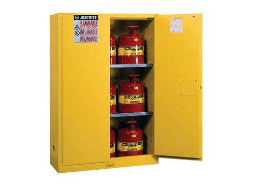 Sure-Grip® EX 45-gal. capacity Yellow Safety Cabinet w/ Can Package - 2 Manual Close Doors
