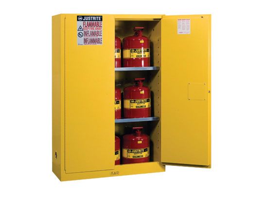 Sure-Grip® EX 45-gal. capacity Yellow Safety Cabinet w/ Can Package - 2 Manual Close Doors