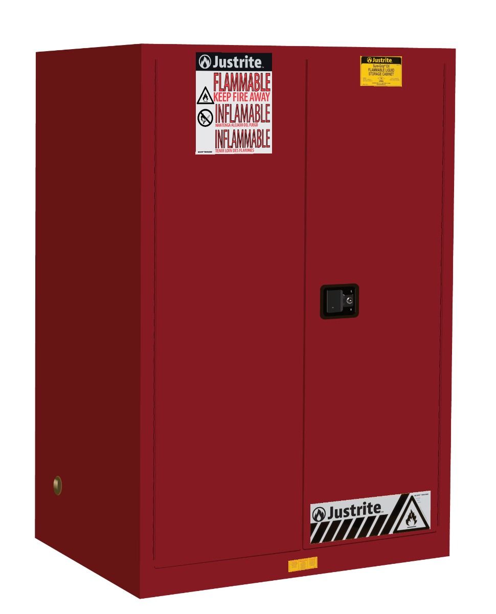 Sure-Grip® EX 90-gal.capacity Flammable Cabinet w/ 2 Shelves & 2 Self-Close Doors - Red