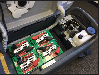 Refurbished Advance SC750™ 26D Walk-Behind Floor Scrubber Four 242 Ah wet batteries, EcoFlex™, shelf charger, pad holders
