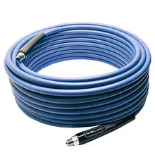 Load image into Gallery viewer, MTM Hydro 1/4" KobraJet Smooth Blue Hose, 4300 PSI, 200 FT, Non-Marked, 3/8" Male Fixed and Swivel. - 29.5405