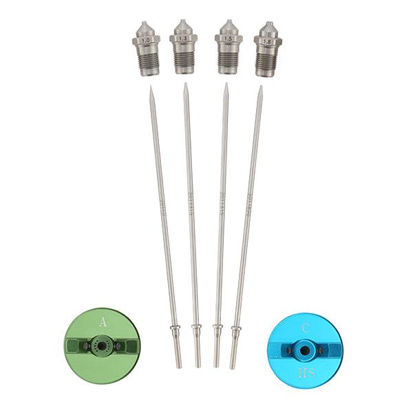 Apollo Needle, Nozzle & Air Cap Sets (0.8mm, 1.3mm, 1.5mm, 2.0mm needle/nozzle sets; 