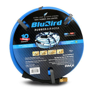 BluBird 3/8" x 15' Rubber Air Hose - Versatile Pneumatic Hoses