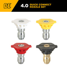 Load image into Gallery viewer, BE Quick Connect Pressure Washer Nozzle Set 4.0 Orifice 0°, 15°, 40° &amp; Soaper 85.210.040BEP - image 2