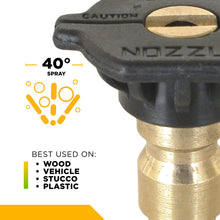 Load image into Gallery viewer, BE Quick Connect Pressure Washer Nozzle Set 4.0 Orifice 0°, 15°, 40° &amp; Soaper 85.210.040BEP - image 8