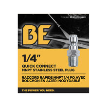 Load image into Gallery viewer, BE 1/4" Quick Connect Plug x 1/4" MNPT, Stainless Steel, Boxed - 85.300.109SBEP - image 3