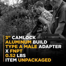 Load image into Gallery viewer, BE 3" Female NPT 8 TPI Type A Aluminum Camlock Adapter - 90.390.300 - image 3