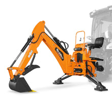 Load image into Gallery viewer, MechMaxx 9' Tractor Backhoe Attachment with Mechanical Thumb, 15" Bucket, ISO/SAE Switchable Controls, Self-Contained Hydraulic System, 3 Point Hitch Cat.1 &amp; 2, 25-100 HP, BH860M