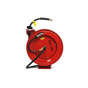 Dino-Hide Air Hose Reel 3/8" x 50' Retractable Heavy Duty Steel Construction with Wrapped Rubber Hose 300 PSI