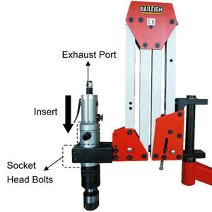 Baileigh Industrial - Double Arm Articulated Air Powered Tapping Machine, 1/8" to 1" Tapping Capacity, 74" Max Work Range