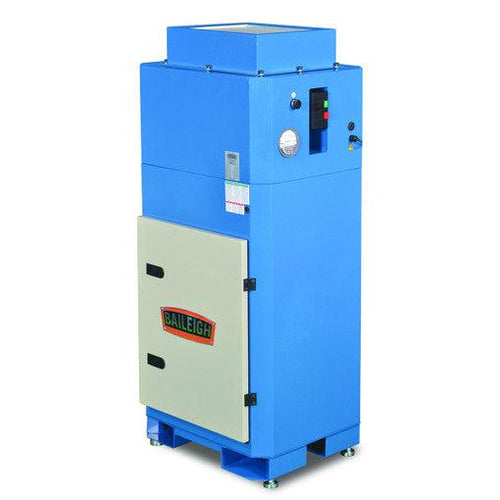 Baileigh Industrial - 110V 1Phase 1.5HP Metal Dust Collector, Air Pulse Clean w/ HEPA Filter, 6