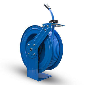 BluSeal Garden Hose Reel 5/8" x 50' Retractable Heavy Duty Steel Construction with Garden Hose, Spray Nozzle, 6' Lead-in Hose