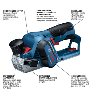 Bosch 12V Max EC Brushless Planer (Bare Tool)